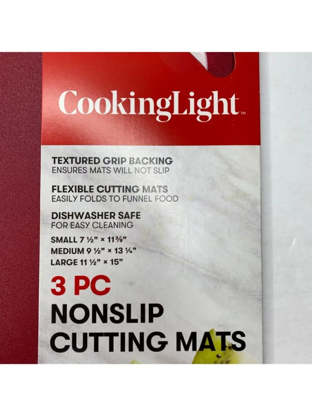 3 Pc Cooking Light Non-Slip Flexible Cutting Mats Red Dishwasher Safe Small Medi